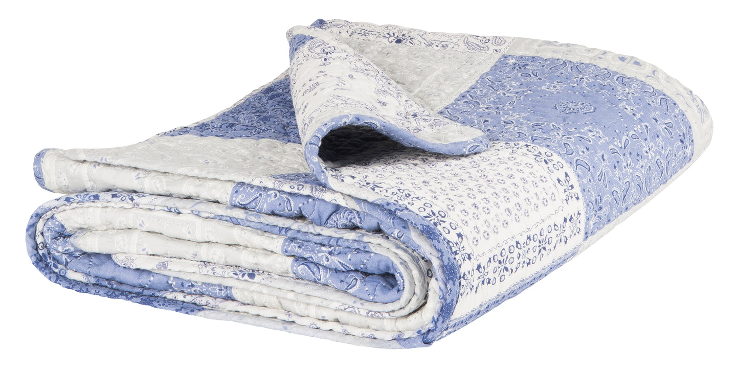 Quilt printet patchwork blå